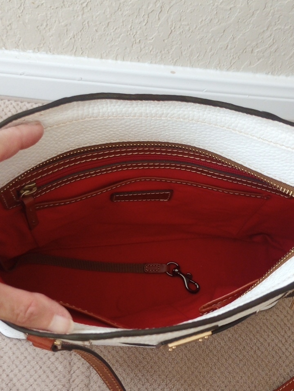 Dooney & Bourke Lexington White & Brown Shoulder Bag - Picture 4 of 14